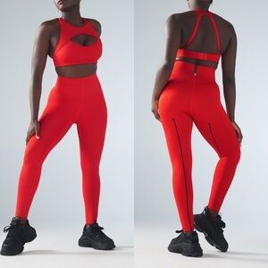 Savage X Fenty Rihanna Hotline High-Waist Legging Sz S Engine Red/Black Workout